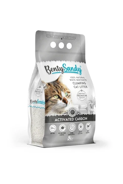 BentySandy Aktif Karbonlu Topaklanan İnce Taneli Kedi Kumu 5L ürün görseli 1