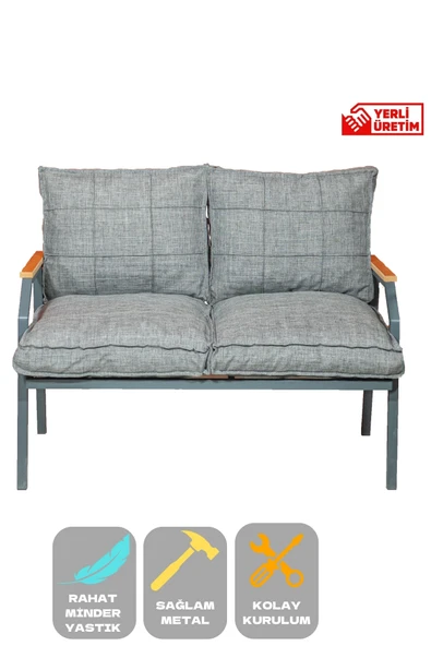 UFUK HOME 2'li Koltuk Bahçe Mobilyası Bahçe Takımı Metal Balkon Takımı Çay Seti ürün görseli 1