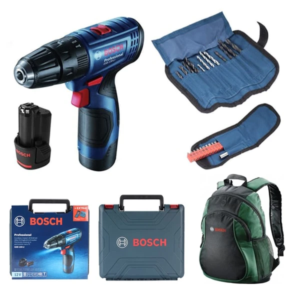 Bosch Professional GSB 120-LI 2x2Ah Akülü Darbeli Delme/Vidalama + 23 Parça Set - 06019G8102 + Bosch Sırt Çantası ürün görseli 1