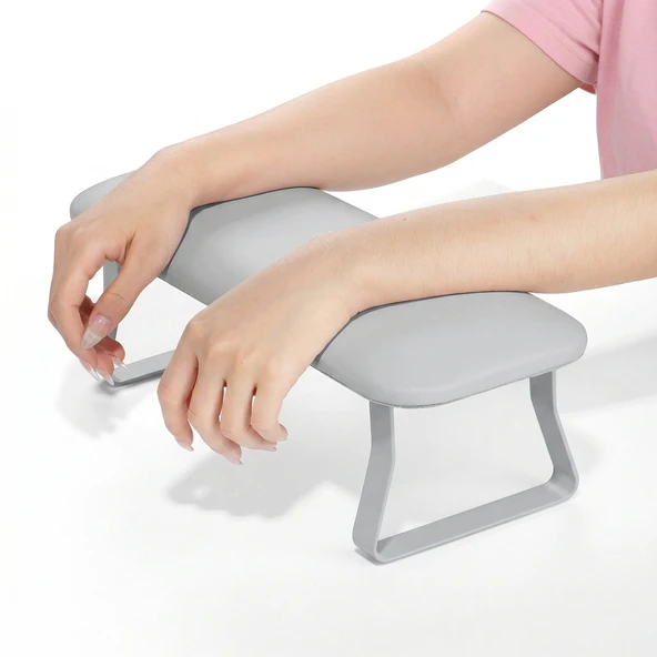 Düz Metal Ayaklı Ergonomik Manikür Sehpası Gri Manikür Kol Desteği H9G ürün görseli 1