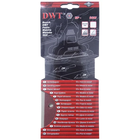 DWT SP-320SSM Dikdörtgen Delikli Zımpara Kağıdı 93x230mm 320 Kum ürün görseli 1