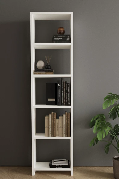 Projemob Modern Çok Amaçlı 5 Raflı Kitaplık Beyaz ürün görseli 1