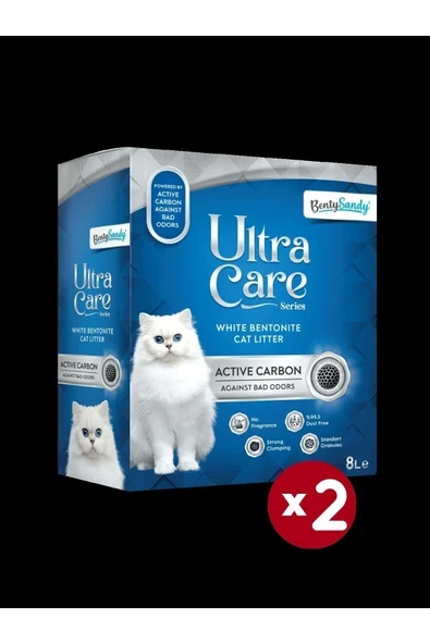 Ultra Care Series Aktif Karbonlu Topaklanan İnce Taneli Kedi Kumu 8Lx2 ürün görseli 1
