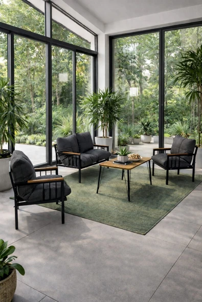 UFUK HOME Milas 211 Masalı Antrasit Fermuarlı Bahçe Balkon Takımı, Cafe, Salon - Metal Kanepe Koltuk Takımı ürün görseli 1