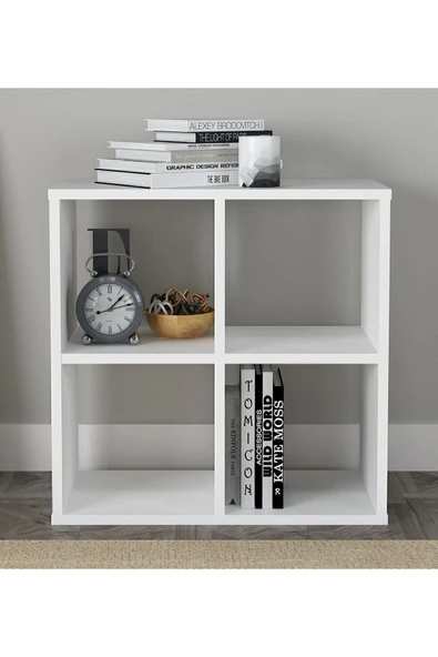 Projemob Modern Çok Amaçlı 4 Raflı Kısa Kitaplık Beyaz ürün görseli 1