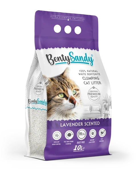 BentySandy Lavanta Kokulu Kalın Taneli Kedi Kumu 10L ürün görseli 1