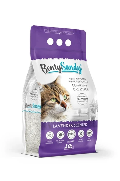 BentySandy Lavanta Kokulu Topaklanan İnce Taneli Kedi Kumu 10L ürün görseli 1
