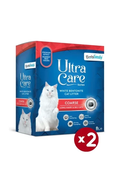Ultra Care Series Büyük ve Uzun Tüylü Kediler İçin İri Taneli Topaklanan Kedi Kumu 8Lx2 ürün görseli 1