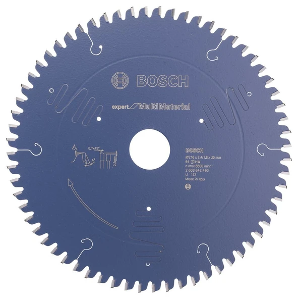 Bosch - Expert Serisi Çoklu Malzeme için Daire Testere Bıçağı 216*30 mm 64 Diş ürün görseli 1