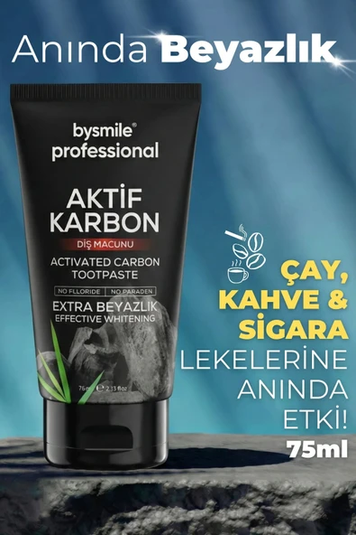 BySmile Professional Aktif Karbon Diş Beyazlatıcı Macun, Kalıcı Etki, Leke Giderici - Ferah Nefes 75 ml ürün görseli 1