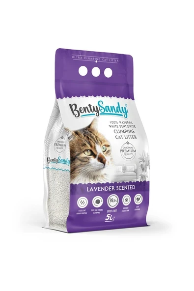 BentySandy Lavanta Kokulu Topaklanan İnce Taneli Kedi Kumu 5L ürün görseli 1