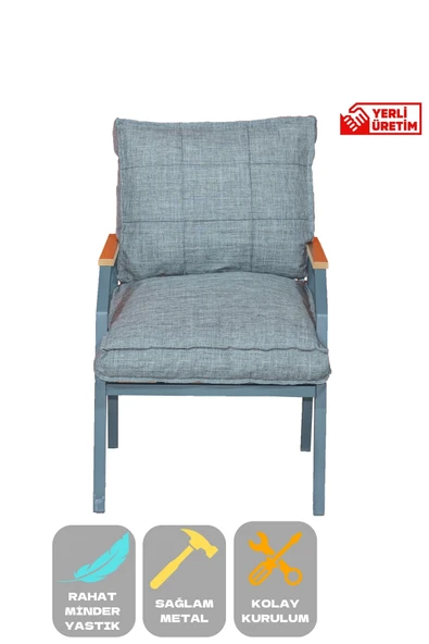 UFUK HOME Tekli Koltuk Bahçe Mobilyası Bahçe Takımı Metal Balkon Takımı Çay Seti ürün görseli 1