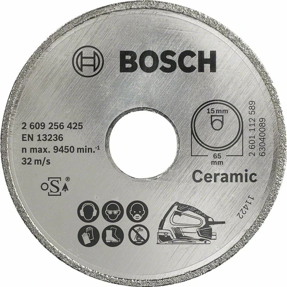 Bosch - Seramik İçin PKS 16 Multi Uyumlu Elmas Kesme Diski 65 x 15mm ürün görseli 1