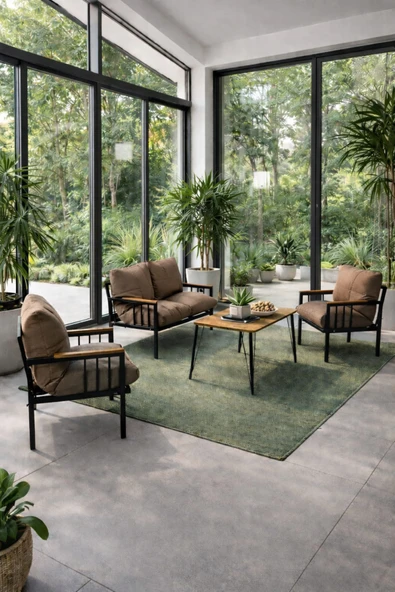 UFUK HOME Milas 211 Masalı Kahverengi Fermuarlı Bahçe Balkon Takımı, Cafe, Salon - Metal Kanepe Koltuk Takımı ürün görseli 1