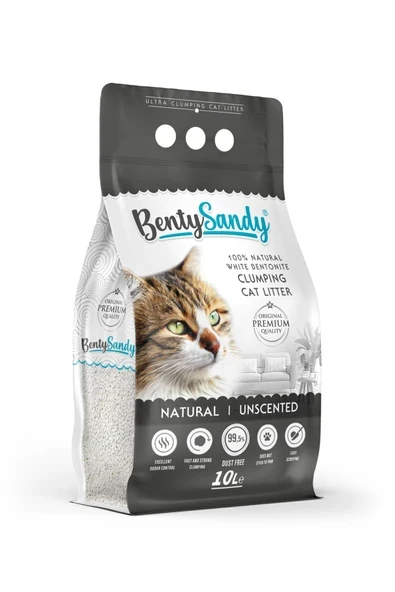 BentySandy Naturel Kokusuz Topaklanan İnce Taneli Kedi Kumu 10L ürün görseli 1