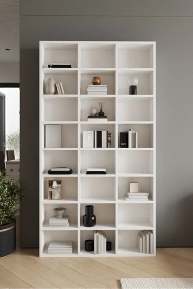 Projemob Modern Çok Amaçlı 24 Raflı Kitaplık Beyaz ürün görseli 1