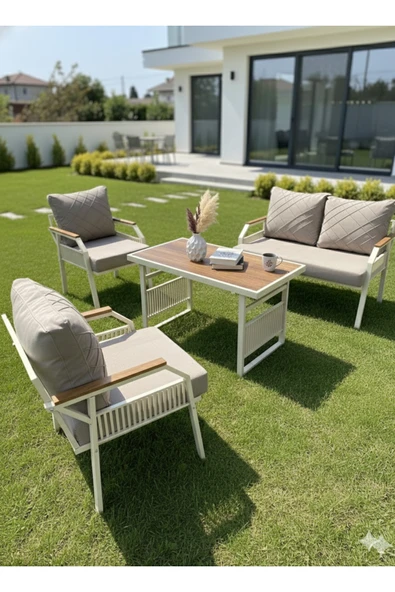 UFUK HOME Petunia 211 Masalı Cappuccino Bahçe & Balkon Mobilya Takımı Çay Seti Koltuk Takımı ürün görseli 1