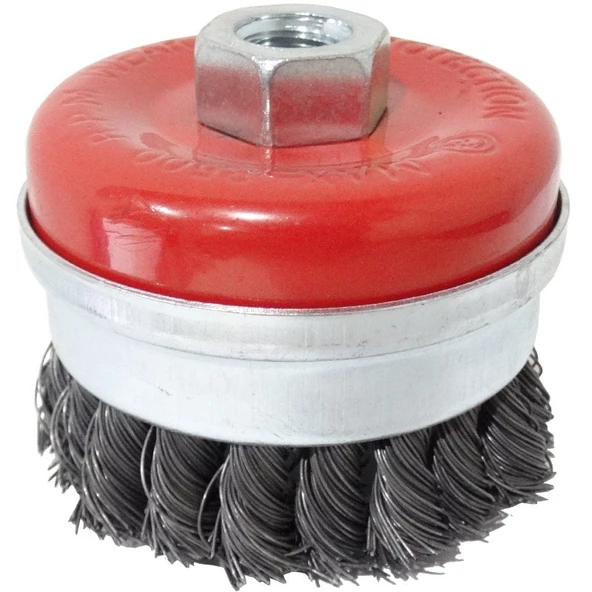 Partner PT02040 Çanak Fırça Gri Burma Telli M14 Vidalı 100mm ürün görseli 1