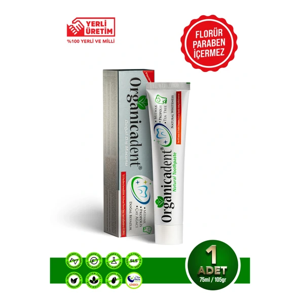Organicadent Üçlü Koruma Doğal Diş Macunu 75 Ml - GİMDES Sertifikalı - Kapsamlı Bakım ürün görseli 1