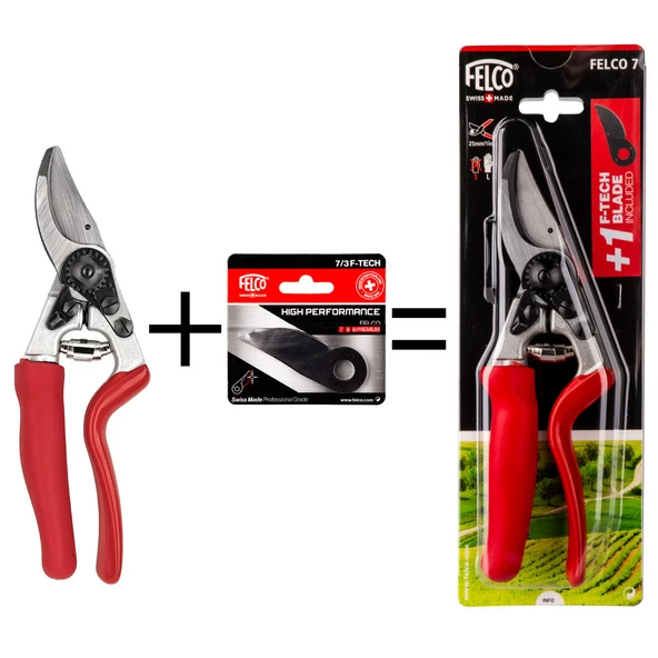 Felco 7 Döner Saplı Budama Makası By-pass ve F-Tech 7/3 Yedek Üst Bıçak Seti ürün görseli 1