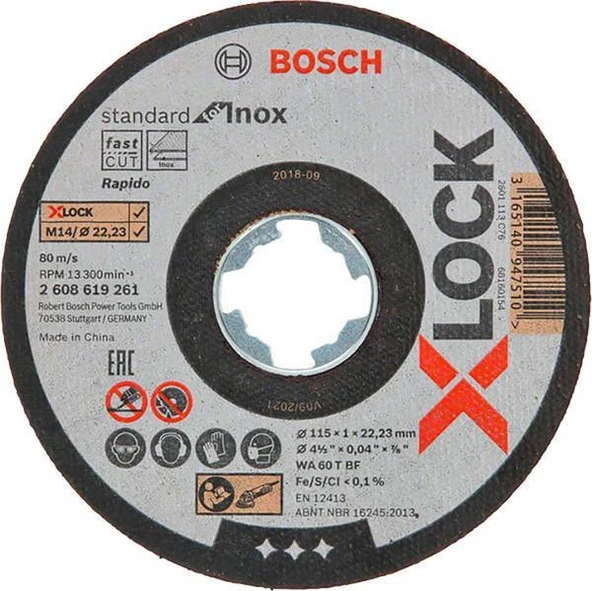 Bosch - X-LOCK - 115*1,0 mm Standard Seri Düz Inox (Paslanmaz Çelik) Kesme Diski (Taş) - Rapido ürün görseli 1