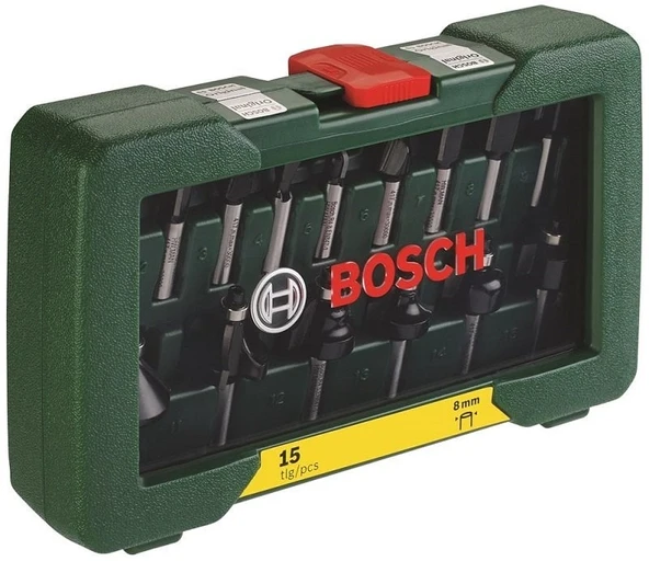 Bosch - 15 Parça Freze Seti 8 mm Şaftlı ürün görseli 1