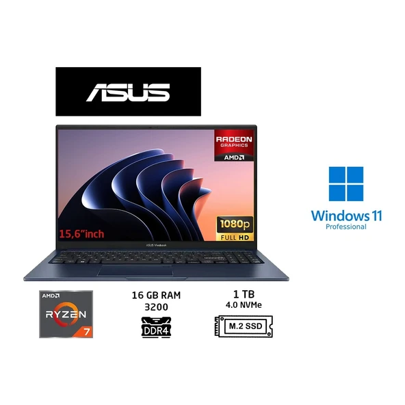 Vivobook 15 M1502YA-BQ579 Amd Ryzen 7 5825U 16GB 1tb SSD 15.6" Taşınabilir Bilgisayar W11 Pro ürün görseli 1
