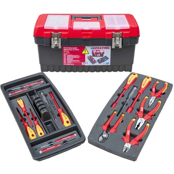 İzeltaş 8440 Plastik Takım Çantası Elektrikçi Set 23 Parça (Dolu) 19'' 480x267x242 ürün görseli 1
