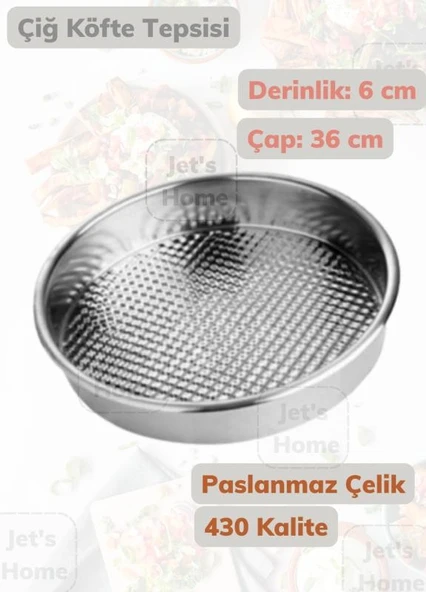 Çiğ Köfte Tepsisi 36 cm Paslanmaz Çelik ürün görseli 1