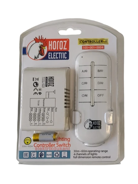 HOROZ Controller-4 4 Çıkışlı 4x1000w Avize ve Aydınlatma Kumandası 4Lü Wireless Kontrol 220 Volt IP20 (Dörtlü Kumanda 30 ürün görseli 1