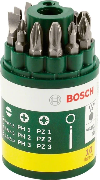 Bosch - 10 Parça Vidalama Ucu Seti (PH+PZ+S) ürün görseli 1