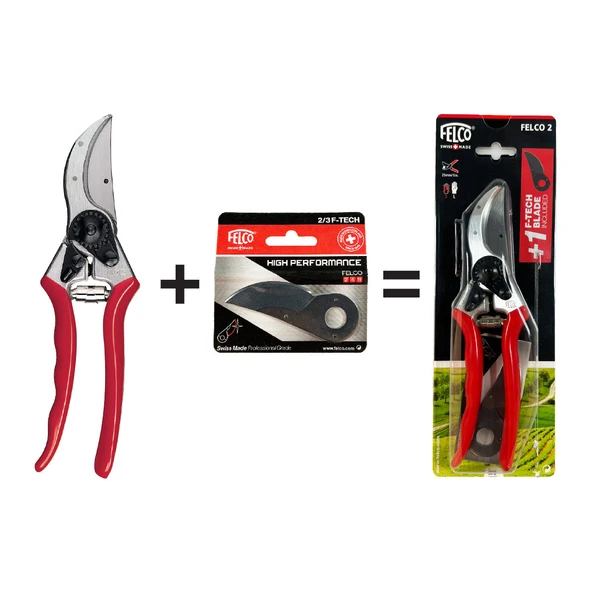 Felco 2 İsviçre Budama Makası By-pass ve F-Tech 2/3 Yedek Üst Bıçak Seti ürün görseli 1