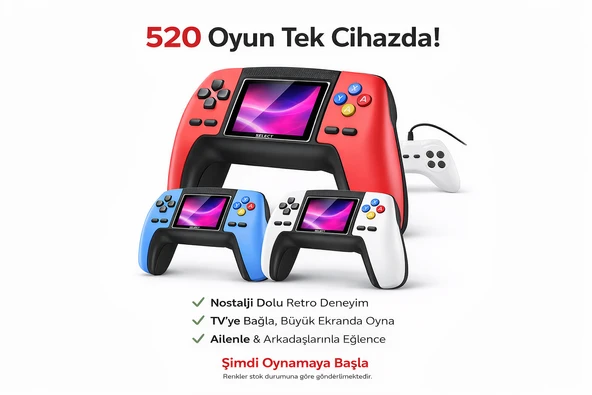 P5 Oyun Konsolu 520 Oyun Kapasiteli Tv Bağlantı Özellikli Çift Kişilik Oynanabilir ürün görseli 1