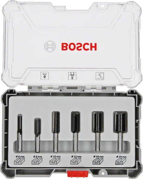 Bosch - Profesyonel 6 Parça Düz Freze Ucu Seti 8 mm Şaftlı ürün görseli 1