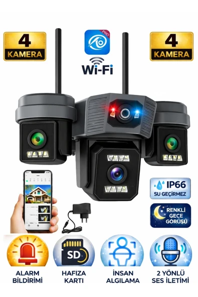 O-kam Pro OK-203Plus Premium 4 Lensli 12 Mp Wifi PTZ Güvenlik Kamerası ürün görseli 1