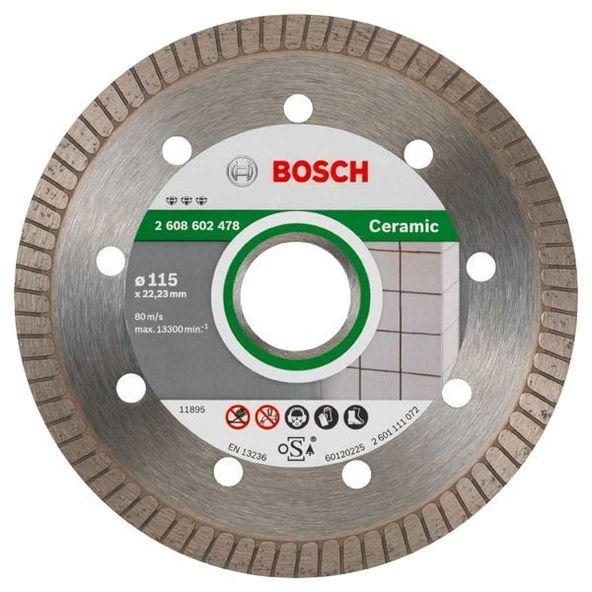 Bosch - Best Serisi Seramik İçin, Extra Temiz Kesim Turbo Segman  Elmas Kesme Diski 115 mm ürün görseli 1