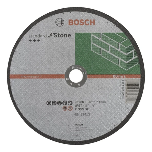 Bosch - 230*3,0 mm Standard Seri Düz Taş Kesme Diski (Taş) ürün görseli 1