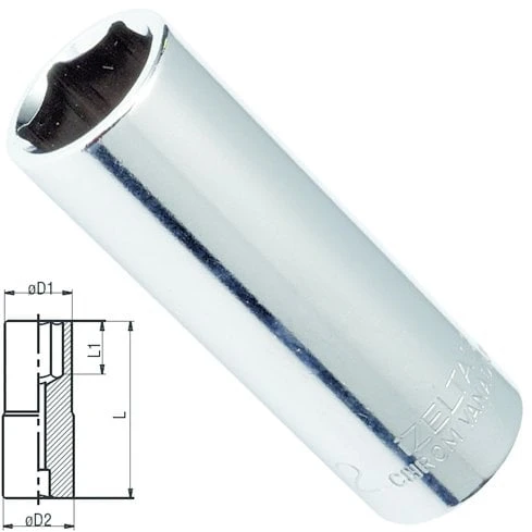 İzeltaş 1107 Derin Lokma Anahtar 1/4'' Altı Köşe 13mm ürün görseli 1