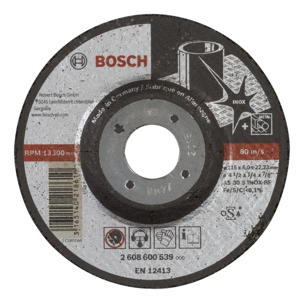 Bosch - 115*6,0 mm Expert Serisi Bombeli Inox (Paslanmaz Çelik) Taşlama Diski (Taş) ürün görseli 1