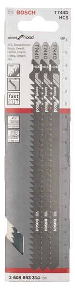 Bosch - Hızlı Kesim Serisi Ahşap İçin T 744 D Dekupaj Testeresi Bıçağı - 3'Li Paket ürün görseli 1