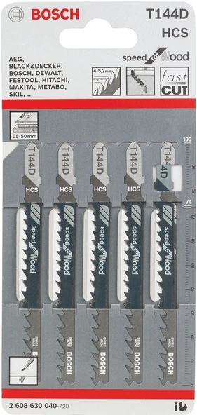 Bosch - Hızlı Kesim Serisi Ahşap İçin T 144 D Dekupaj Testeresi Bıçağı - 5'Li Paket ürün görseli 1