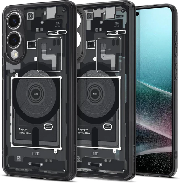 Spigen Galaxy S25 Edge ile Uyumlu Kılıf Ultra Hybrid MagFit özellikli Zero One Zero One Black ürün görseli 1