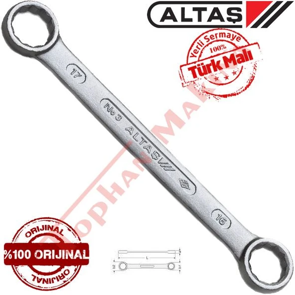 Altaş 16x17mm Düz Yıldız Anahtar ürün görseli 1