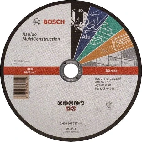 Bosch - 230*1,9 mm Çoklu Malzemelerde Kullanım İçin Düz Kesme Diski (Taş) ürün görseli 1