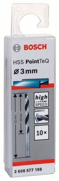 Bosch - HSS-PointeQ Metal Matkap Ucu 3,0 mm 10'lu ürün görseli 1