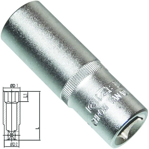 İzeltaş 1108 Derin Lokma Anahtar Altı Köşe 1/2'' 12mm ürün görseli 1