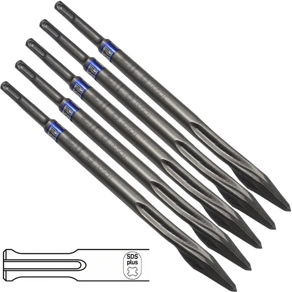 Bosch - LongLife Serisi, SDS-Plus Şaftlı Sivri Keski 250mm 5'li ürün görseli 1