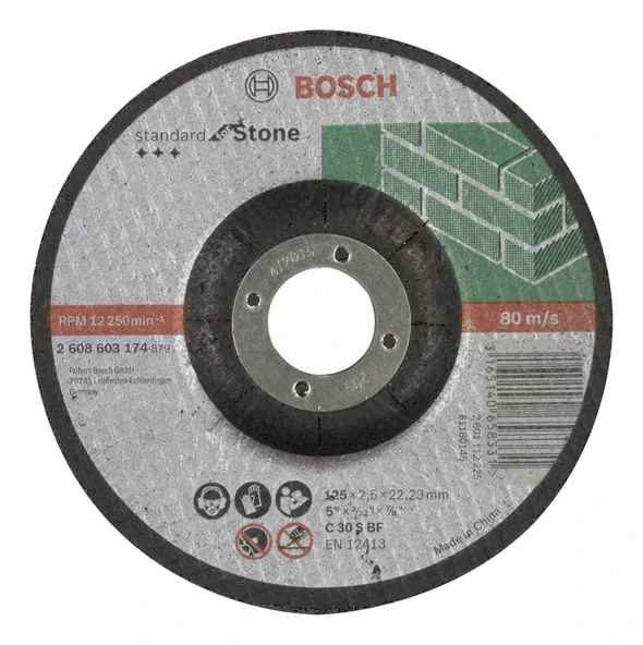 Bosch - 125*2,5 mm Standard Seri Bombeli Taş Kesme Diski (Taş) ürün görseli 1