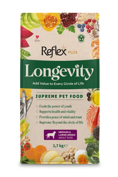 Plus Longevity Orta ve Büyük Irk Yetişkin Köpek Maması 2700g ürün görseli 1