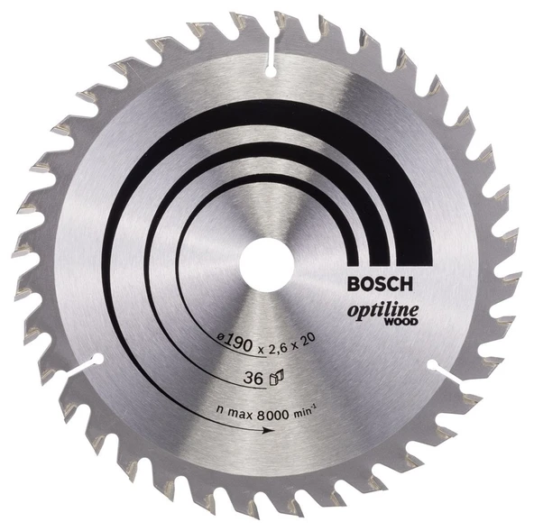 Bosch - Optiline Serisi Ahşap için Daire Testere Bıçağı 190*20/16 mm 36 Diş ürün görseli 1